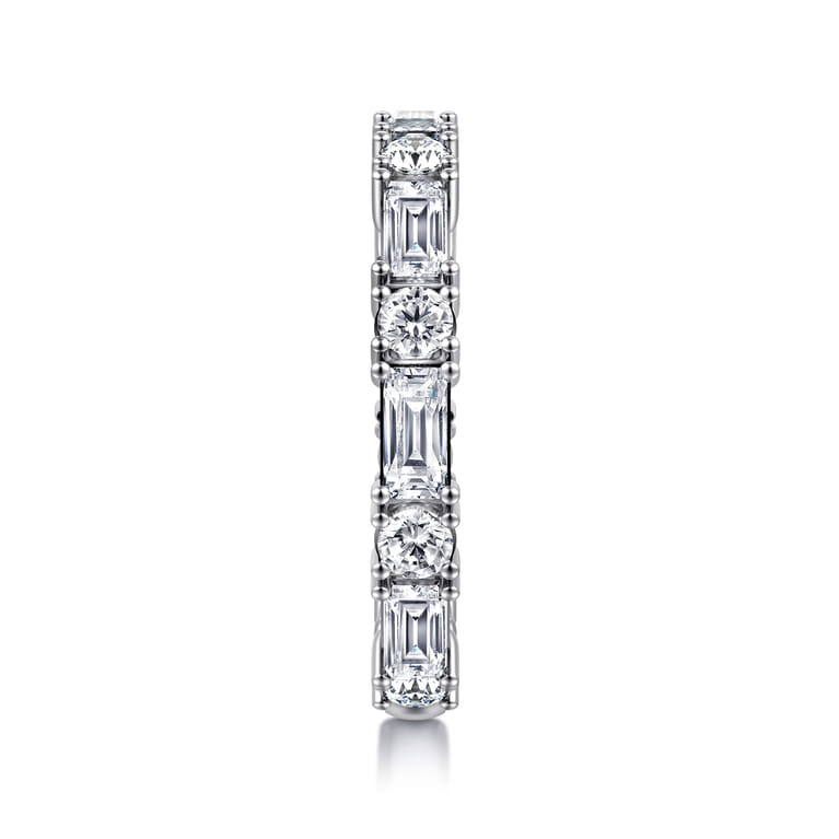 Fancy Wedding Ring in 14k White Gold with Baguette Natural Diamond at Gabriel & Co. - Shot 4