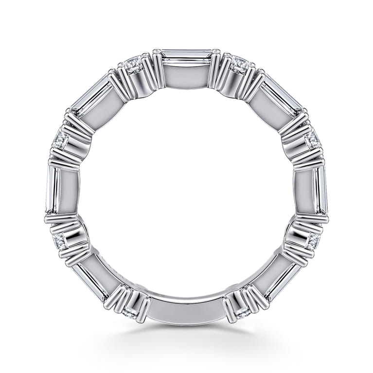 Fancy Wedding Ring in 14k White Gold with Baguette Natural Diamond at Gabriel & Co. - Shot 2