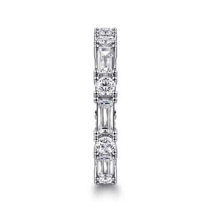 Aggie - 14K White Gold Baguette and Round Diamond Anniversary Band