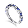 Fancy Wedding Ring in 14k White Gold with Baguette Sapphire at Gabriel & Co.