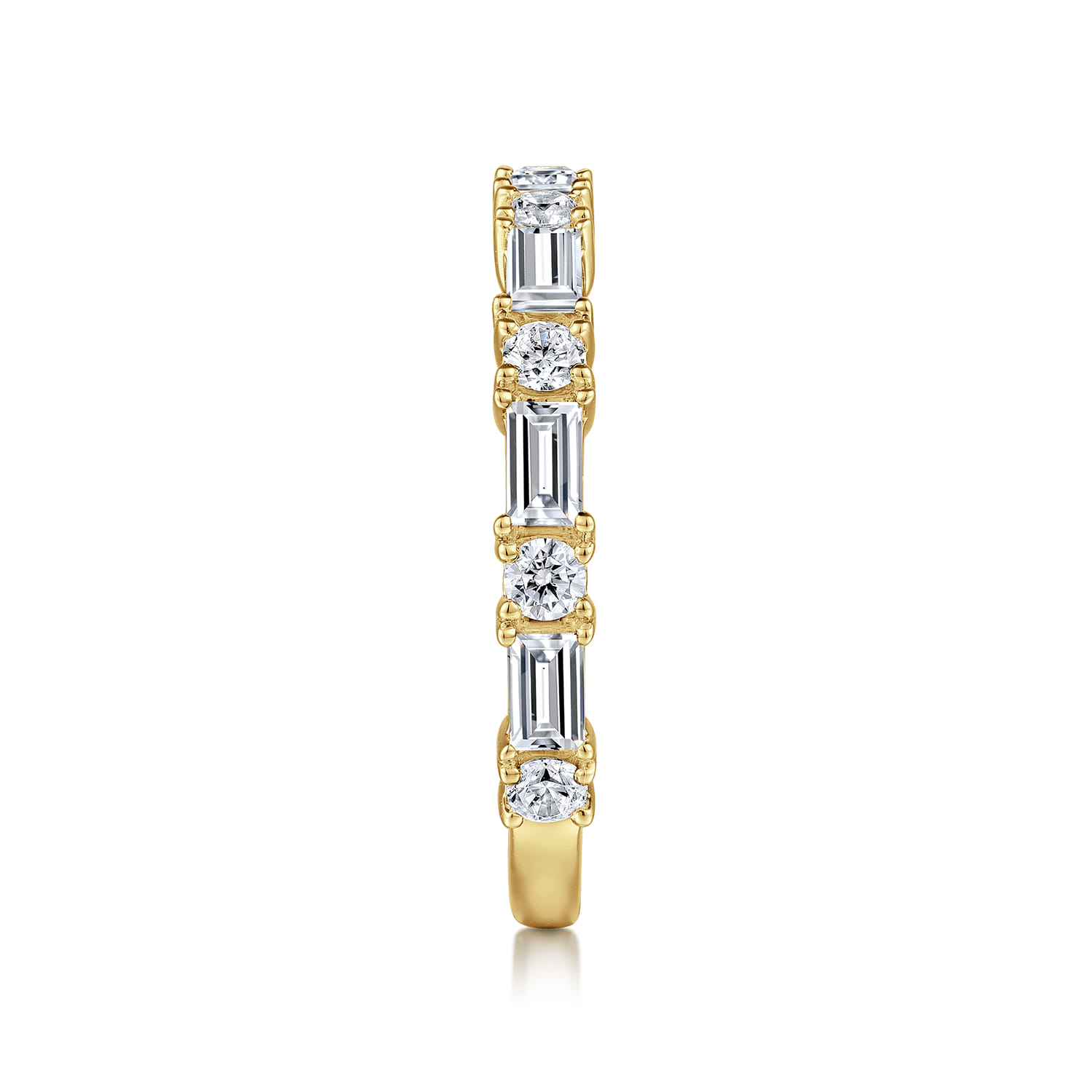Aggie - 14K Yellow Gold Baguette and Round Diamond Anniversary Band