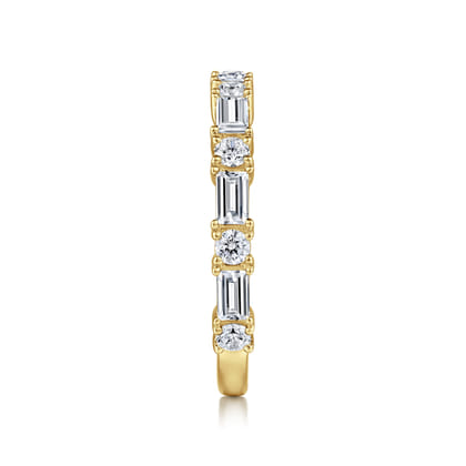 Aggie - 14K Yellow Gold Baguette and Round Diamond Anniversary Band