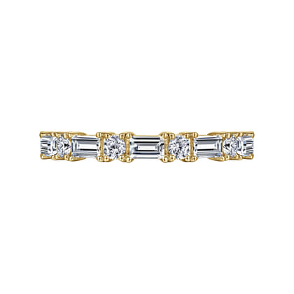 Aggie - 14K Yellow Gold Baguette and Round Diamond Anniversary Band