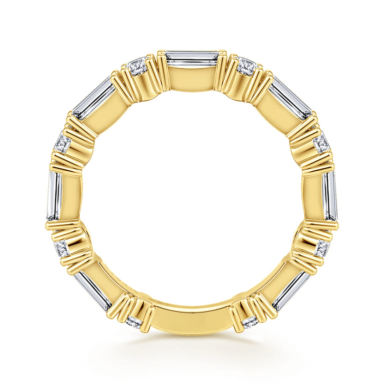 Fancy Wedding Ring in 14k Yellow Gold with Baguette Natural Diamond at Gabriel & Co. - Shot 2