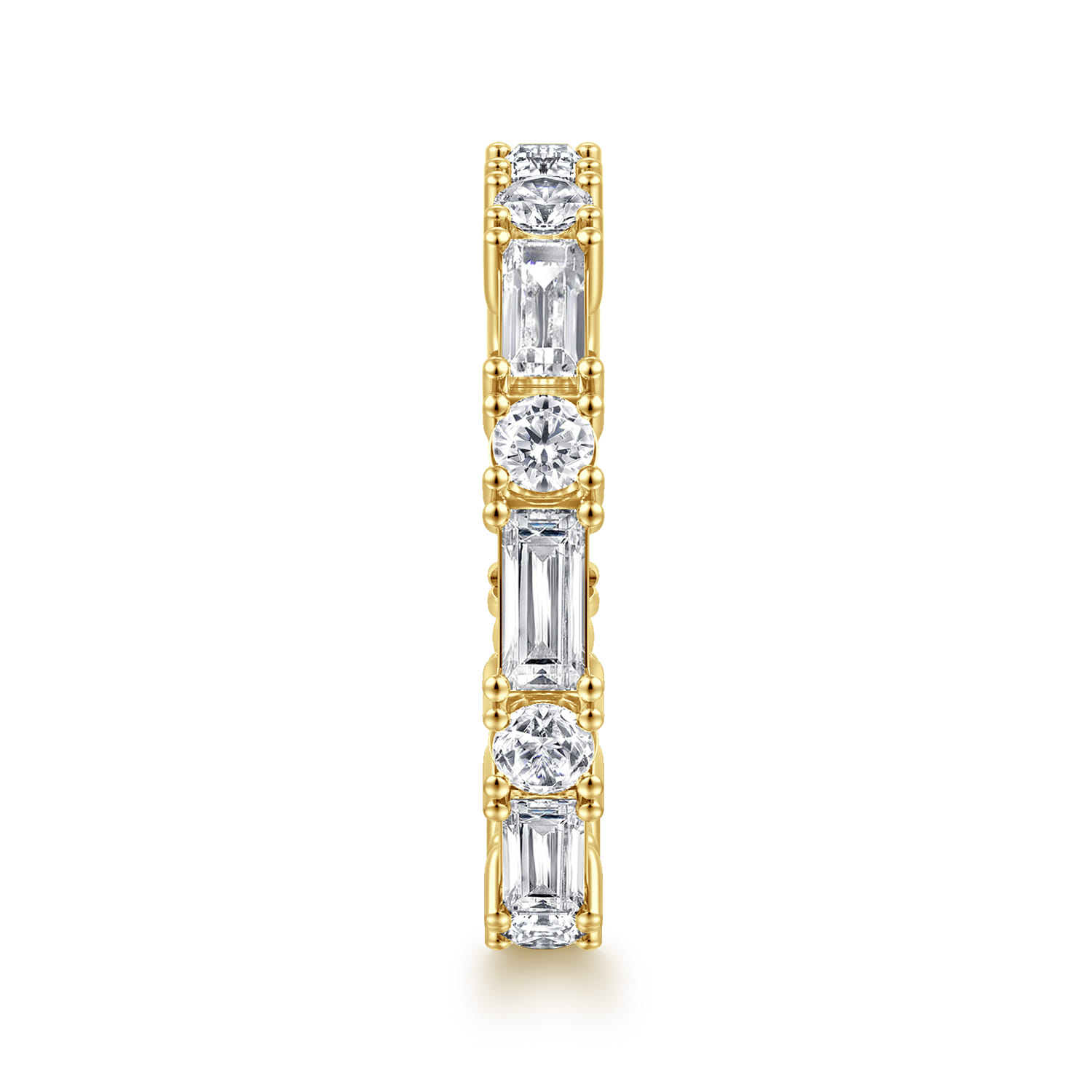 Fancy Wedding Ring in 14k Yellow Gold with Baguette Natural Diamond at Gabriel & Co. - Shot 4