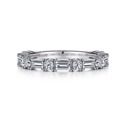 Aggie - Platinum Baguette and Round Diamond Anniversary Band