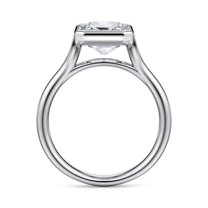 Agnes - 14K White Gold Emerald Cut Solitaire Diamond Engagement Ring