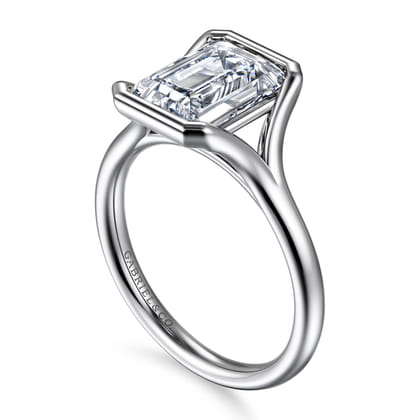 Agnes - 14K White Gold Emerald Cut Solitaire Diamond Engagement Ring