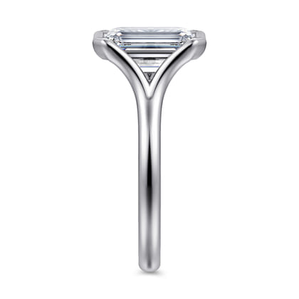 Agnes - 14K White Gold Emerald Cut Solitaire Diamond Engagement Ring
