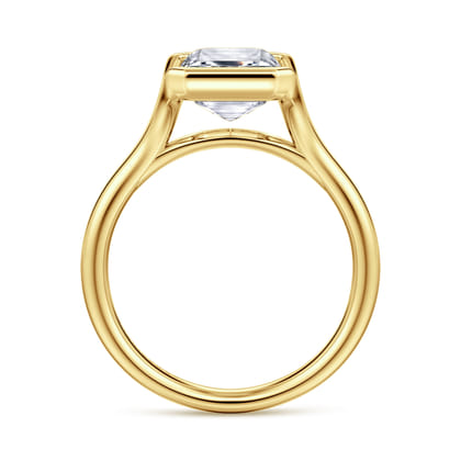Agnes - 14K Yellow Gold Bezel Set Emerald Cut Solitaire Diamond Engagement Ring