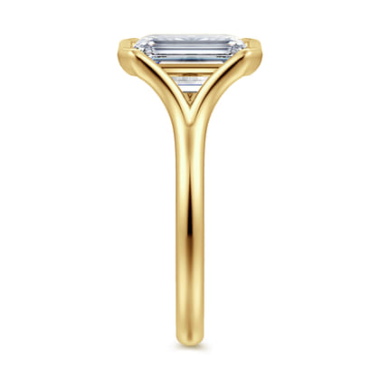 Agnes - 14K Yellow Gold Bezel Set Emerald Cut Solitaire Diamond Engagement Ring