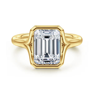 Agnes - 14K Yellow Gold Emerald Cut Solitaire Diamond Engagement Ring