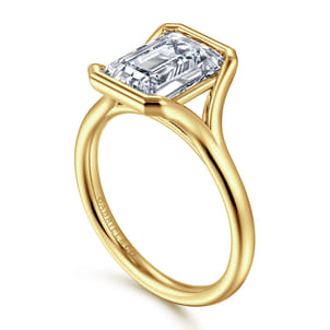 Agnes - 14K Yellow Gold Emerald Cut Solitaire Diamond Engagement Ring