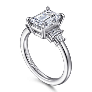 Aguilena - 14K White Gold Emerald Cut Diamond Engagement Ring