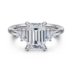 Aguilena - 14K White Gold Emerald Cut Five Stone Diamond Engagement Ring