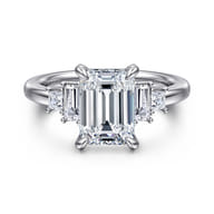 Aguilena - 14K White Gold Emerald Cut Five Stone Diamond Engagement Ring