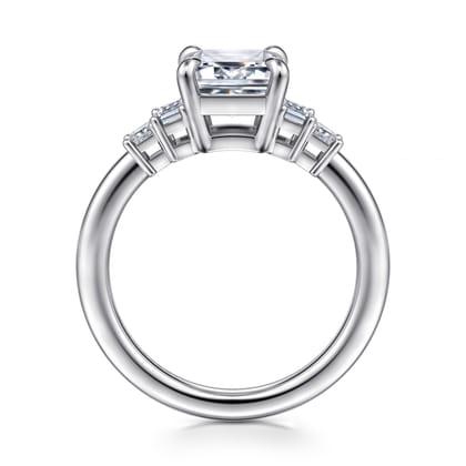 Aguilena - 14K White Gold Emerald Cut Five Stone Diamond Engagement Ring