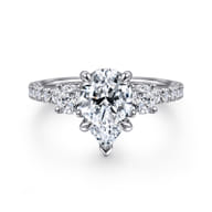 Aidah - 14K White Pear Shape Three Stone Diamond Engagement Ring
