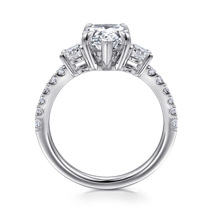 Aidah - 14K White Pear Shape Three Stone Diamond Engagement Ring
