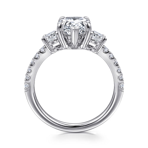 Aidah - 14K White Pear Shape Three Stone Diamond Engagement Ring - 0.66 ct - Shot 2