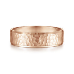 Aiden - 14K Rose Gold 6mm - Men's Wedding Band in Hammered Finish
