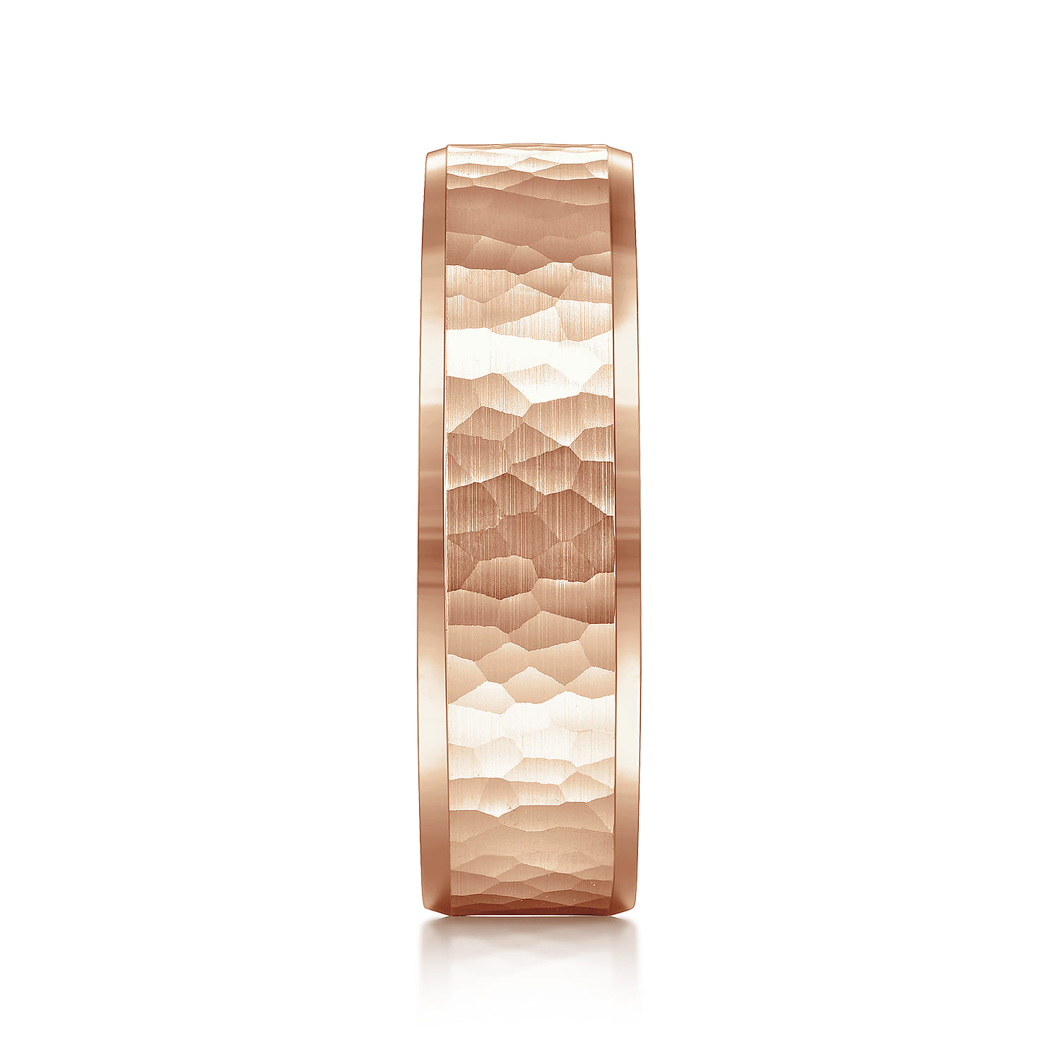 Aiden - 14K Rose Gold 6mm - Men's Wedding Band in Hammered Finish - Shot 4