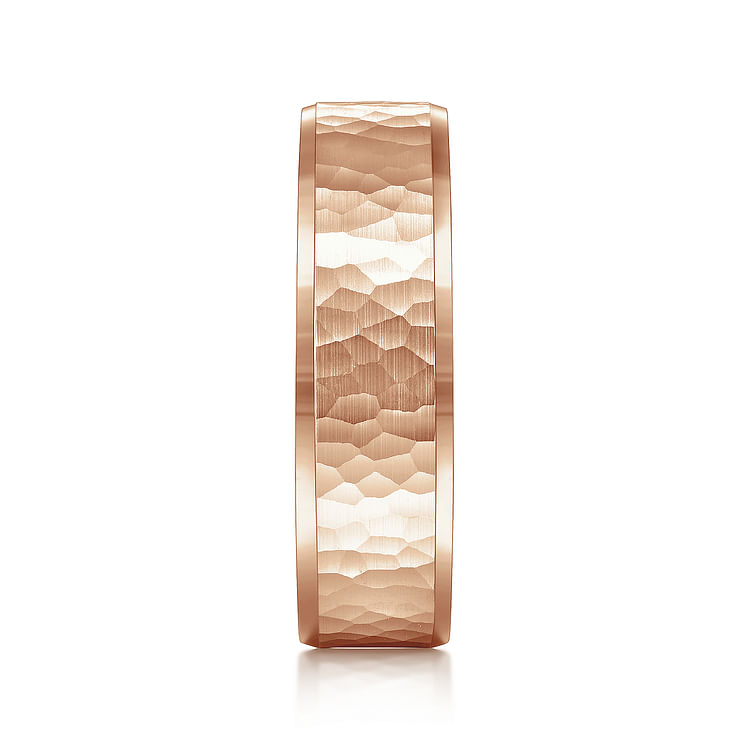 Aiden - 14K Rose Gold 6mm - Men's Wedding Band in Hammered Finish