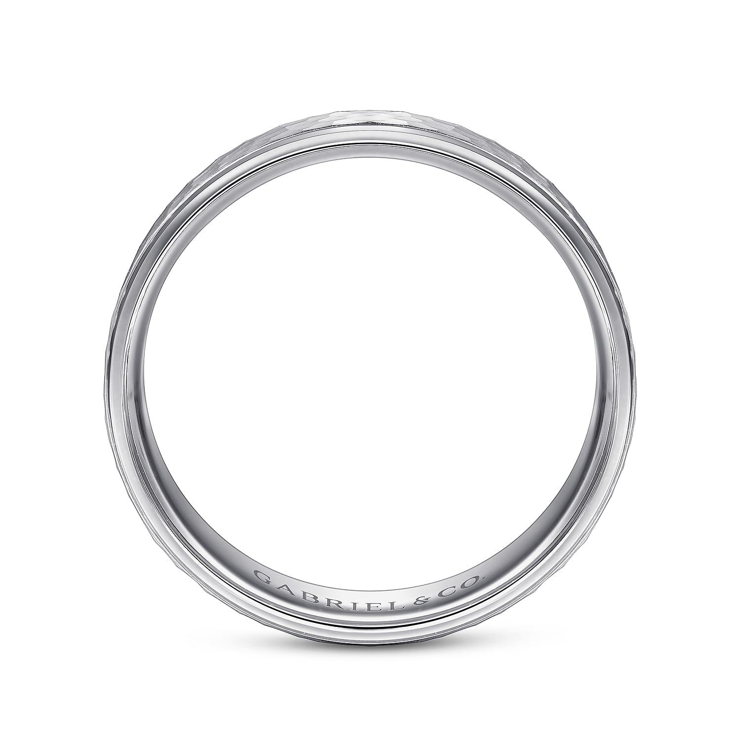 Aiden - 14K White Gold 6mm - Men's Wedding Band in Hammered Finish