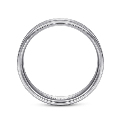 Aiden - 14K White Gold 6mm - Men's Wedding Band in Hammered Finish