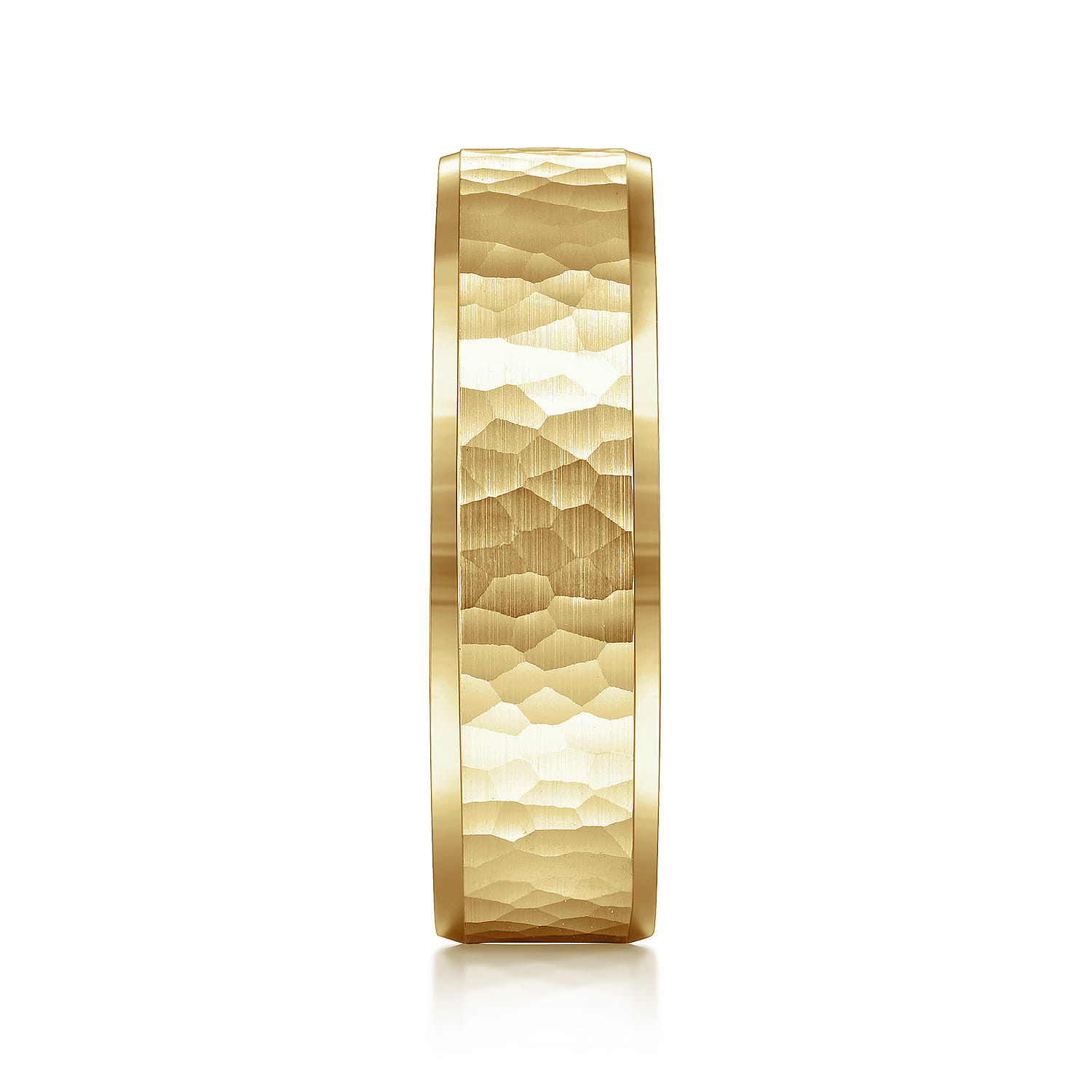 Aiden - 14K Yellow Gold 6mm - Men's Wedding Band in Hammered Finish - Shot 4