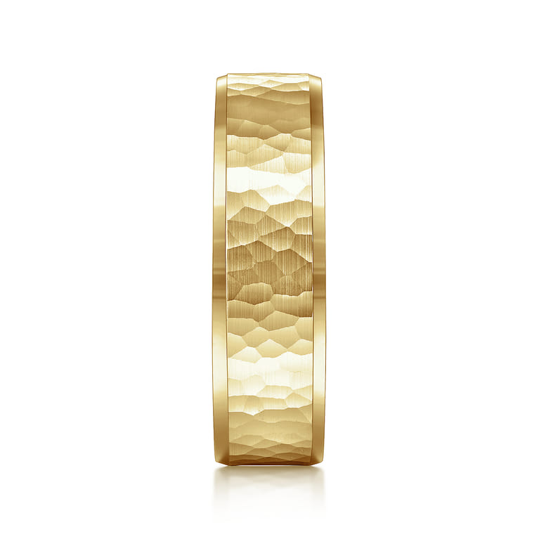 Aiden - 14K Yellow Gold 6mm - Men's Wedding Band in Hammered Finish - Shot 4