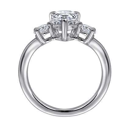 Aidy - 14K White Gold Three Stone Pear Shaped Chevron Engagement Ring