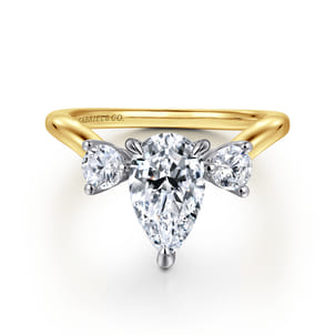 Aidy - 14K Yellow Gold Pear Shaped Chevron Engagement Ring