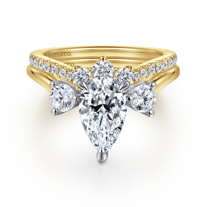 Aidy - 14K Yellow Gold Pear Shaped Chevron Engagement Ring