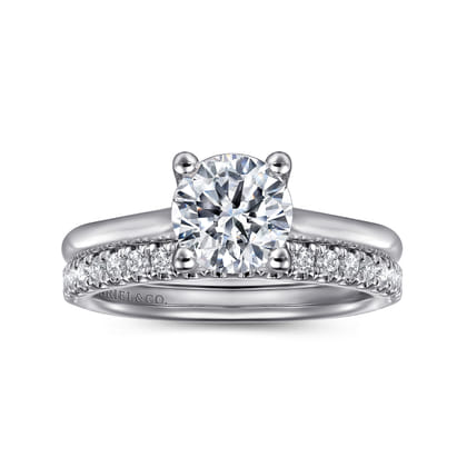 Ailis - 14K White Gold Round Diamond Engagement Ring