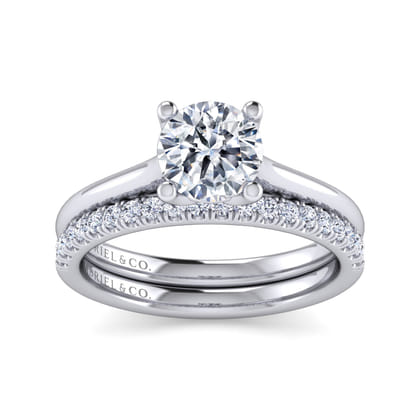 Ailis - 14K White Gold Round Diamond Engagement Ring