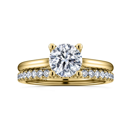 Ailis - 14K Yellow Gold Round Diamond Engagement Ring