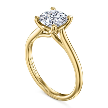 Ailis - 14K Yellow Gold Round Diamond Engagement Ring