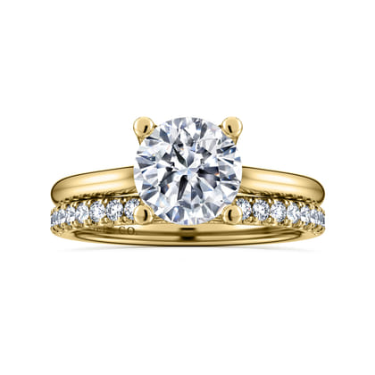 Ailis - 14K Yellow Gold Round Diamond Engagement Ring