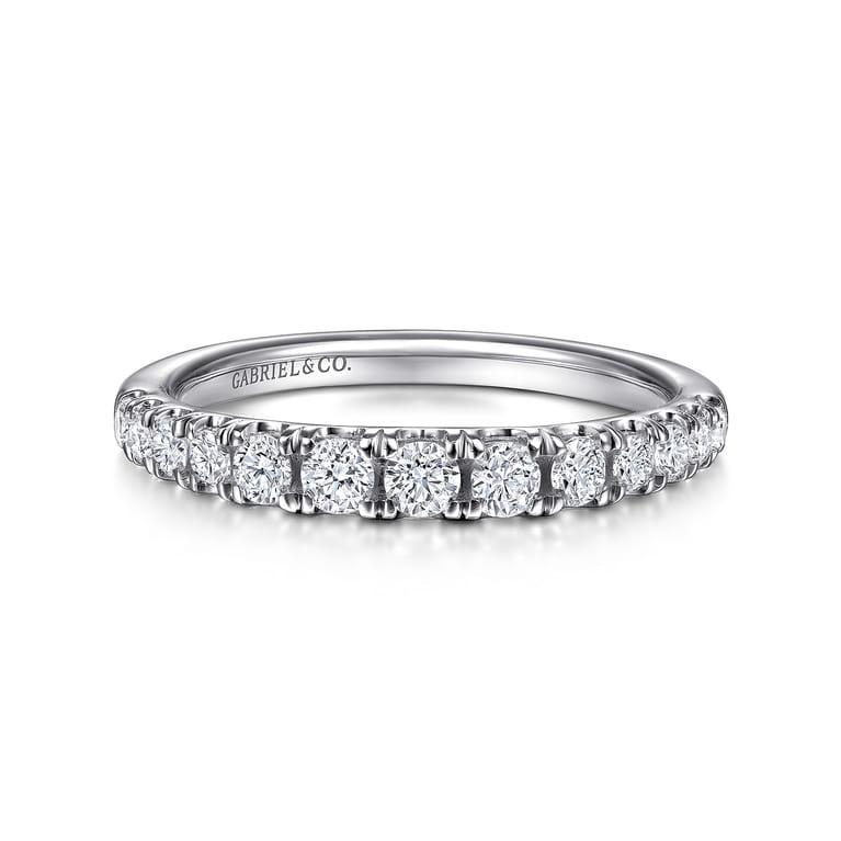 Straight Wedding Ring in 14k White Gold with Round Natural Diamond at Gabriel & Co. - Shot 1