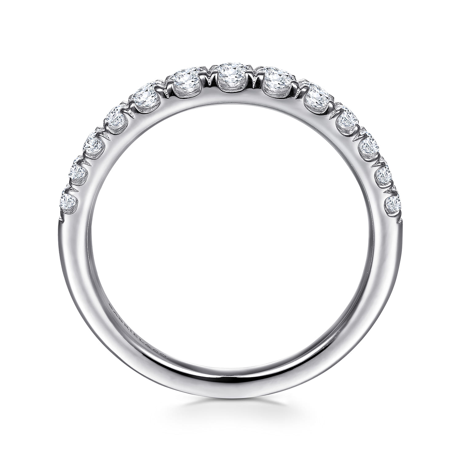 Straight Wedding Ring in 14k White Gold with Round Natural Diamond at Gabriel & Co. - Shot 2