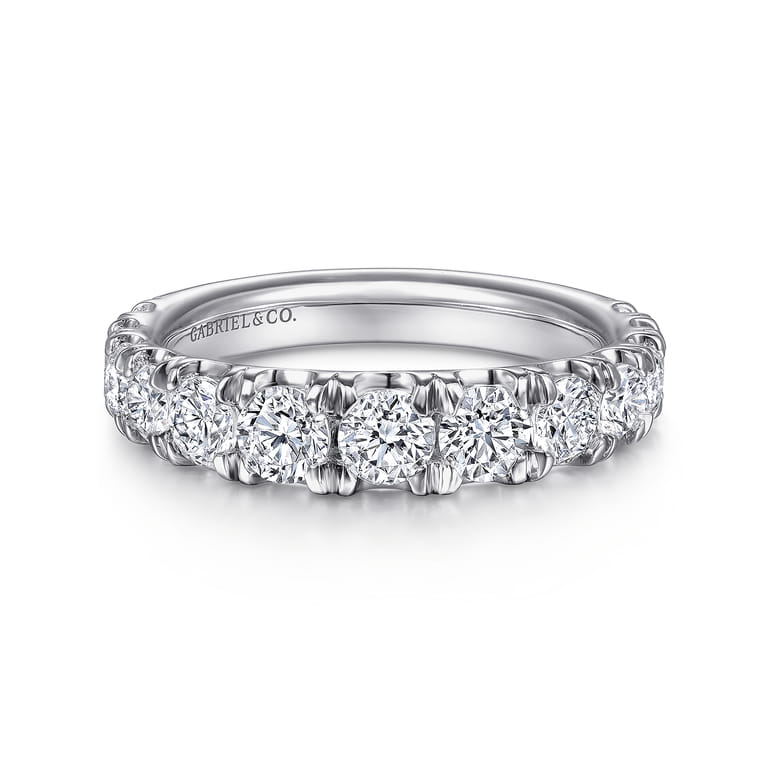 Straight Wedding Ring in 14k White Gold with Round Natural Diamond at Gabriel & Co. - Shot 1