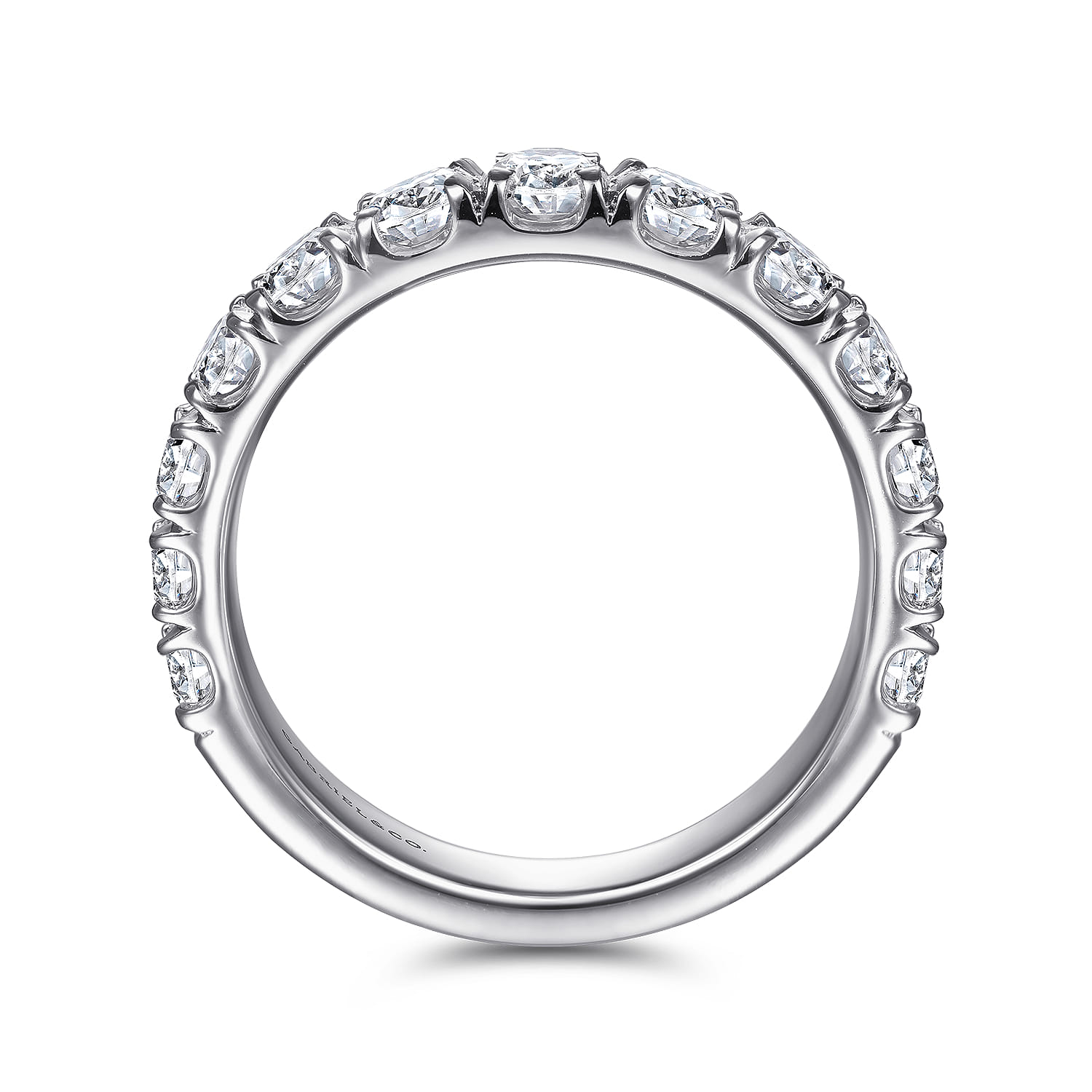 Straight Wedding Ring in 14k White Gold with Round Natural Diamond at Gabriel & Co. - Shot 2