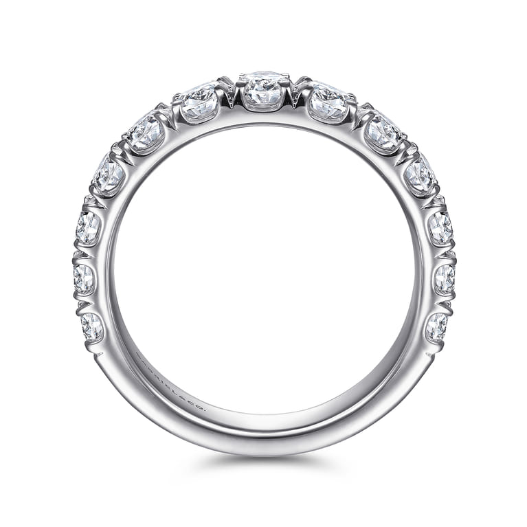 Straight Wedding Ring in 14k White Gold with Round Natural Diamond at Gabriel & Co. - Shot 2