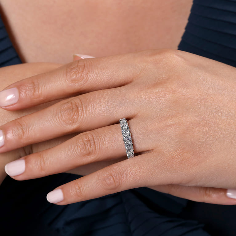 Straight Wedding Ring in 14k White Gold with Round Natural Diamond at Gabriel & Co. - Shot 5