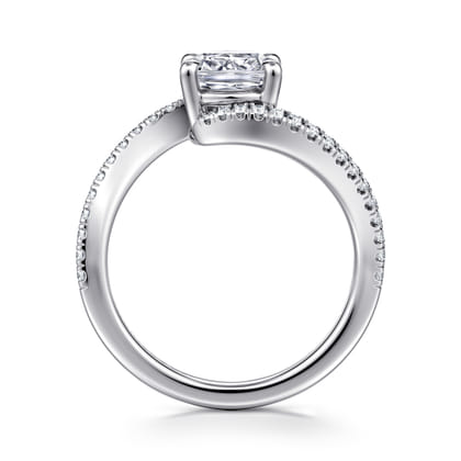 Aiva - 14K White Gold Bypass Cushion Cut Diamond Engagement Ring