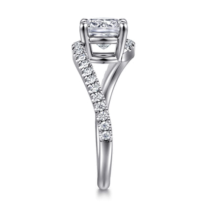 Aiva - 14K White Gold Bypass Cushion Cut Diamond Engagement Ring