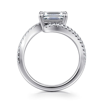 Aiva - 14K White Gold Bypass Emerald Cut Diamond Engagement Ring