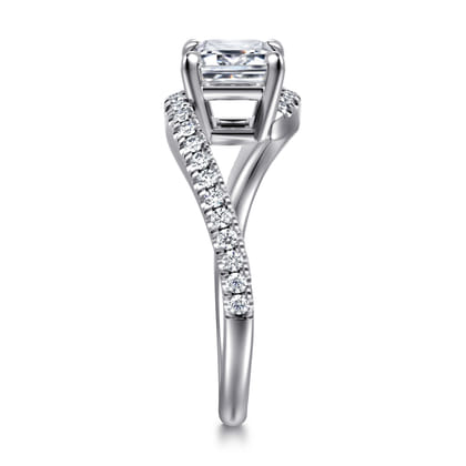 Aiva - 14K White Gold Bypass Emerald Cut Diamond Engagement Ring