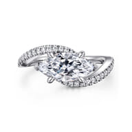 Aiva - 14K White Gold Bypass Marquise Shape Diamond Engagement Ring